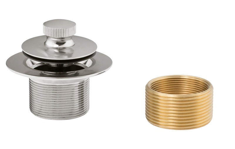 Artiwell Lift & Turn Tub Trim Set with Two-Hole Overflow Faceplate, All Brass Bathtub Conversion Kit Assembly with 2-Hole Overflow Face Plate and Universal Fine/Coarse Thread (Brushed Nickel) - Image 3